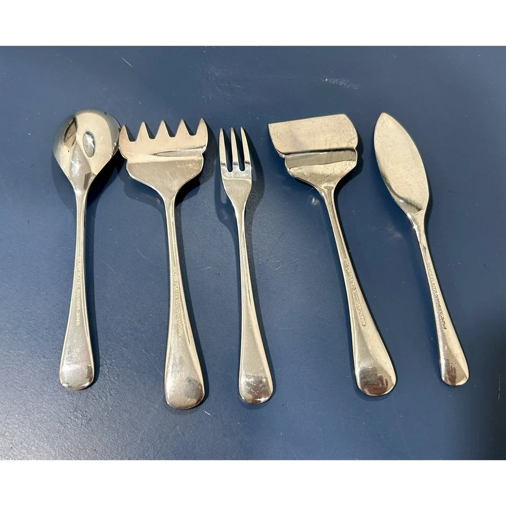 Godinger Japan Silver Plate Hour's D'oeuvres Master Bar Set 5 Pieces Hostess Set